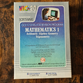 Mathematics 1 oktató szoftver kazetta a VIC-20 Colour Computer számára.