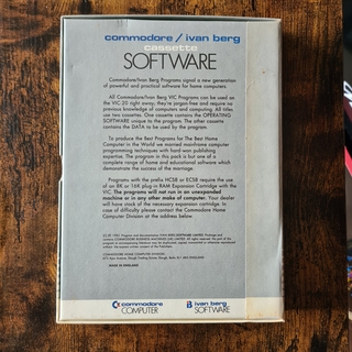 Commodore / Ivan Berg kazettás szoftver a Commodore VIC számítógépek számára.